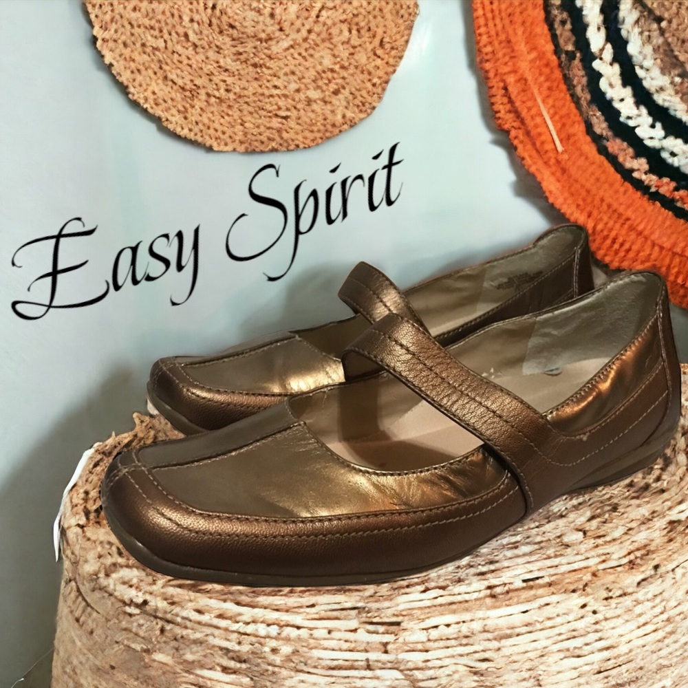 EASY SPIRIT Shylahs Metallic Bronze Square Toe Slip On Flats